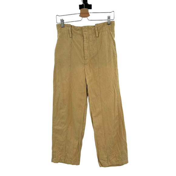 Vince High Rise Linen Cotton Crop Pants In Ginseng Khaki Tan Size 4 - Picture 2 of 10